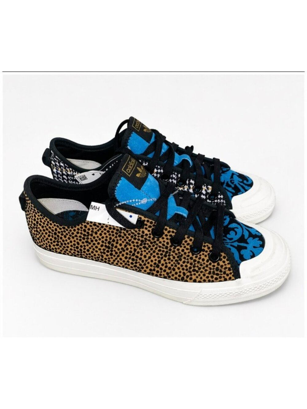 Adidas Nizza RF Mens Sneakers 7.5 Multicolor Blue/Black/Leopard Print Canvas Low